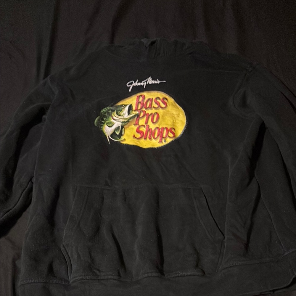 Bass Pro Shops Black Hoodie with Yellow Logo